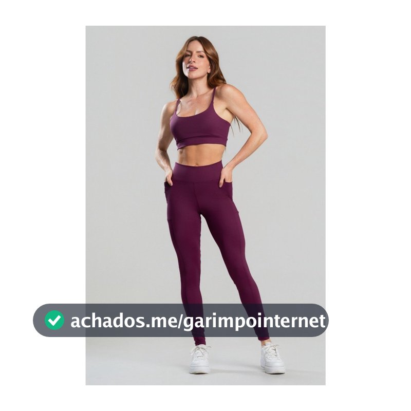 Conjunto Fitness Feminino Calça Legging Com Bolso + Top Alcinha Academia Yoga Academia Crossfit Poliamida