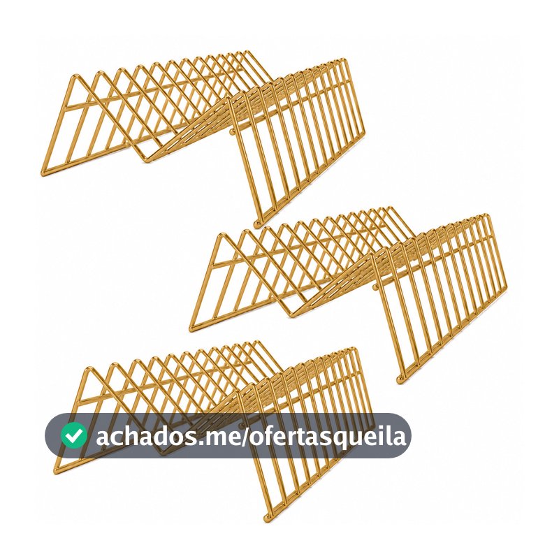 3 Organizador de Armário Suporte Prato Vertical Dourado ARM