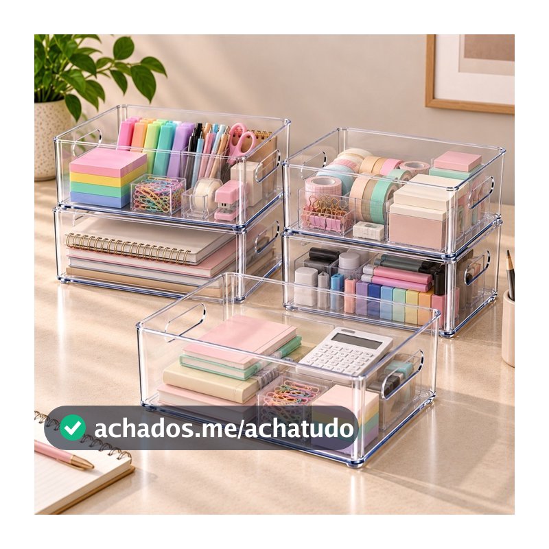 5 Caixa Cesta 32 x 26,5  Organização Armazenamento Multiuso Closet Lavanderia Cozinha Banheiro