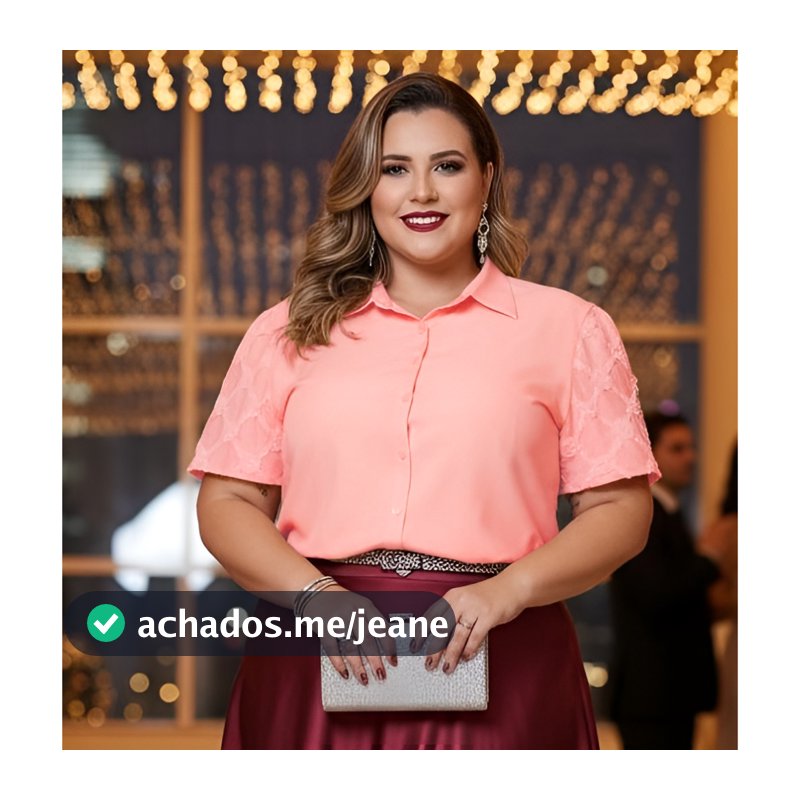 Camisa Feminina Plus Size Manga Curta 3D Alto Relevo