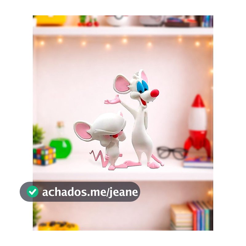 Pink e Cérebro Bonecos Decorativos 3D Geek Grande 25cm | Personagens Clássicos TV | Presente Nerd Colecionável