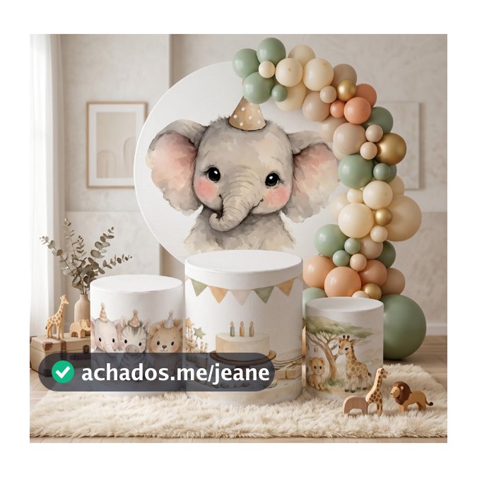 Capas Decorativas Elefantinho Cute Para Trio Cilindros E Painéis Festa Baby Chá de Bebê