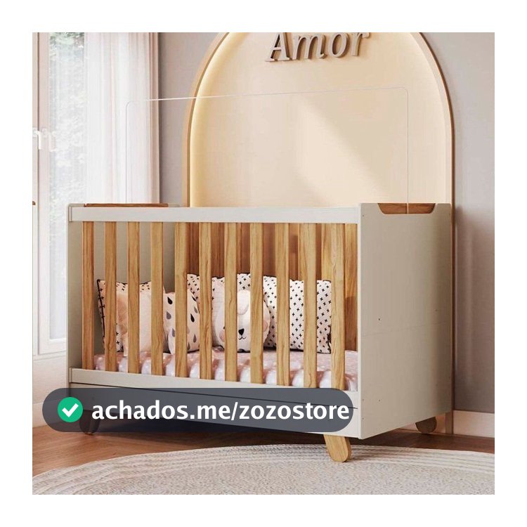 Berço Minicama 4 em 1 Americano 100% MDF Levy Espresso Móveis Bege/Off-White/Amêndoa Off White/Amêndoa