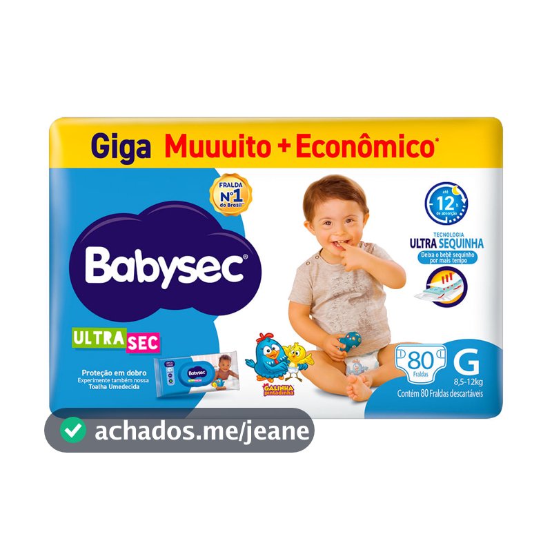 Fralda Descartável Babysec Galinha Pintadinha Ultrasec Giga G 80 Unidades