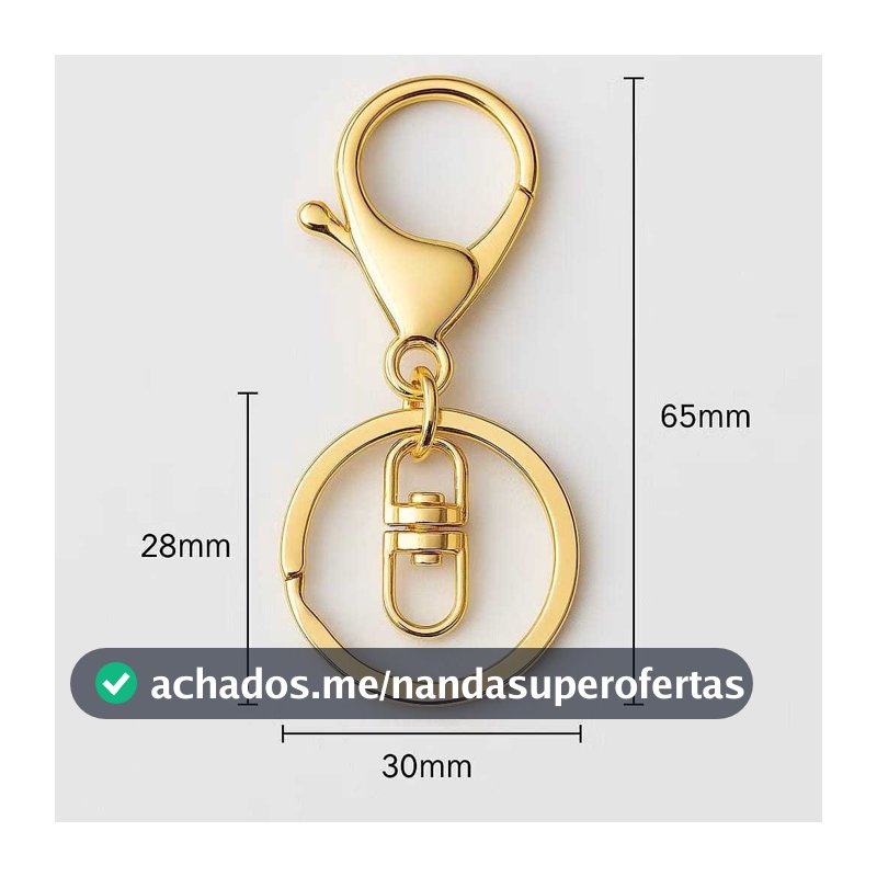 Kit Argola Chaveiro Com Mosquetão Metal Dourado Conjunto Mochila Bolsa Artesanato Acessório