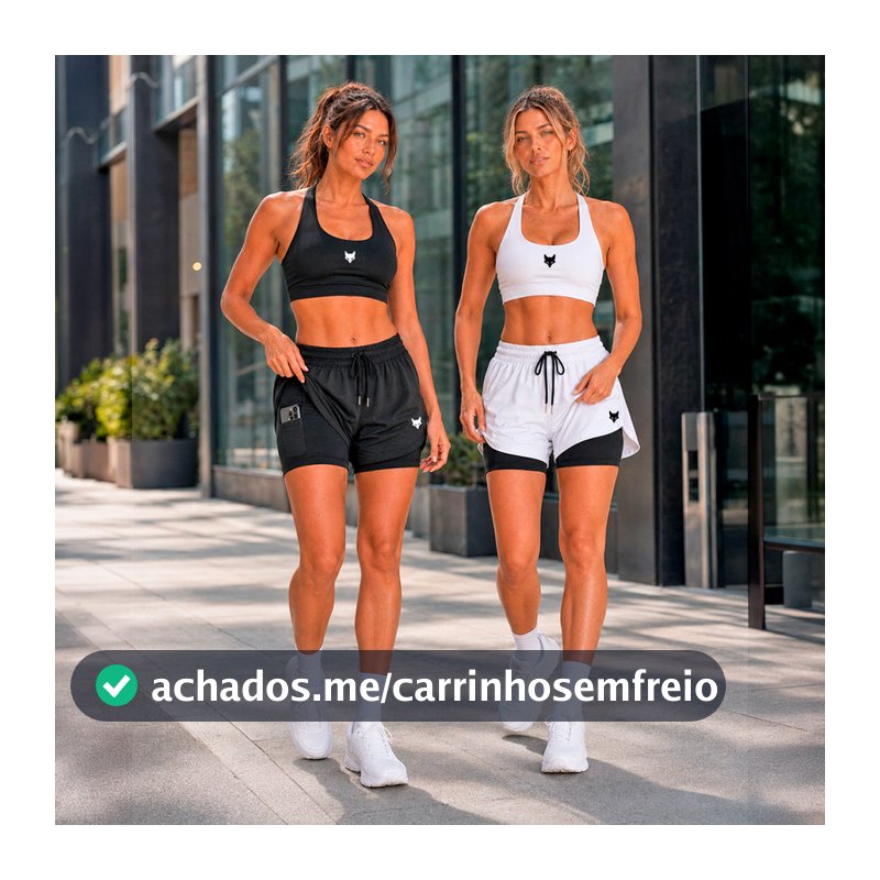 Kit Roupa Academia Feminina Top Esportivo E Short 2 Em 1 Tênis Corrida Fitness