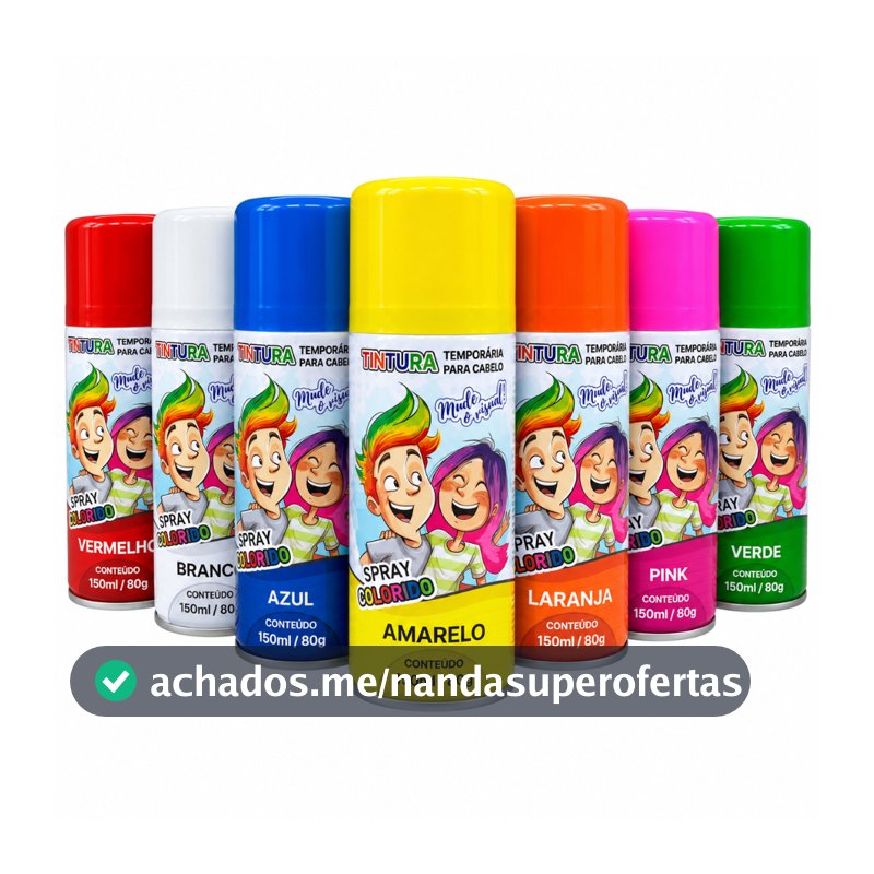 Spray Para Cabelo Tinta Temporária 150ml (80g) Cabelo Maluco Festa Carnaval Halloween Dia Das Crianças