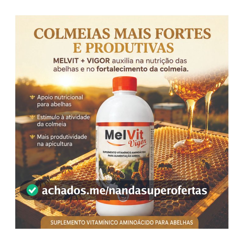 Suplemento Para Abelhas Vitaminas A, B1, D e E Equilíbrio Colmeia Nutrida MelVit 1 Litro