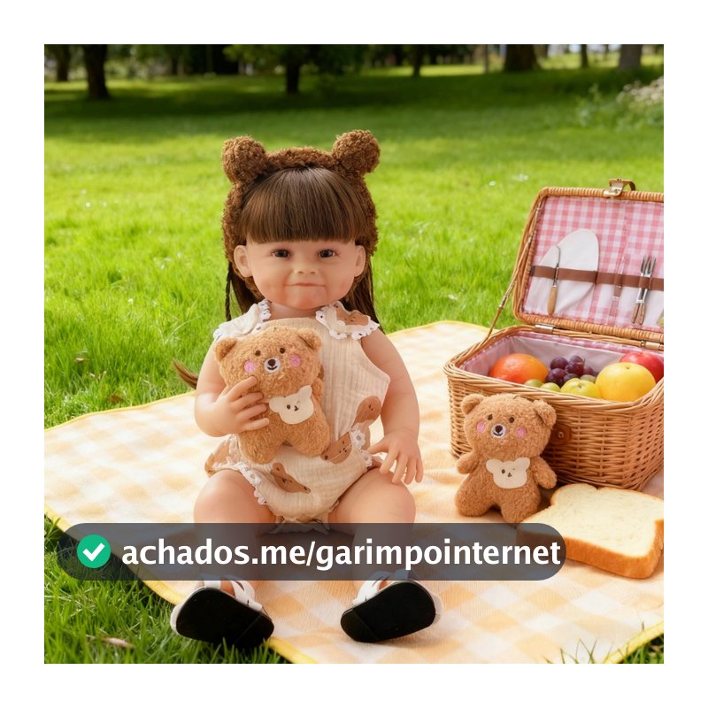 Bebê Reborn Boneca Silicone 48cm Menina Sorrisos com Acessórios Banho