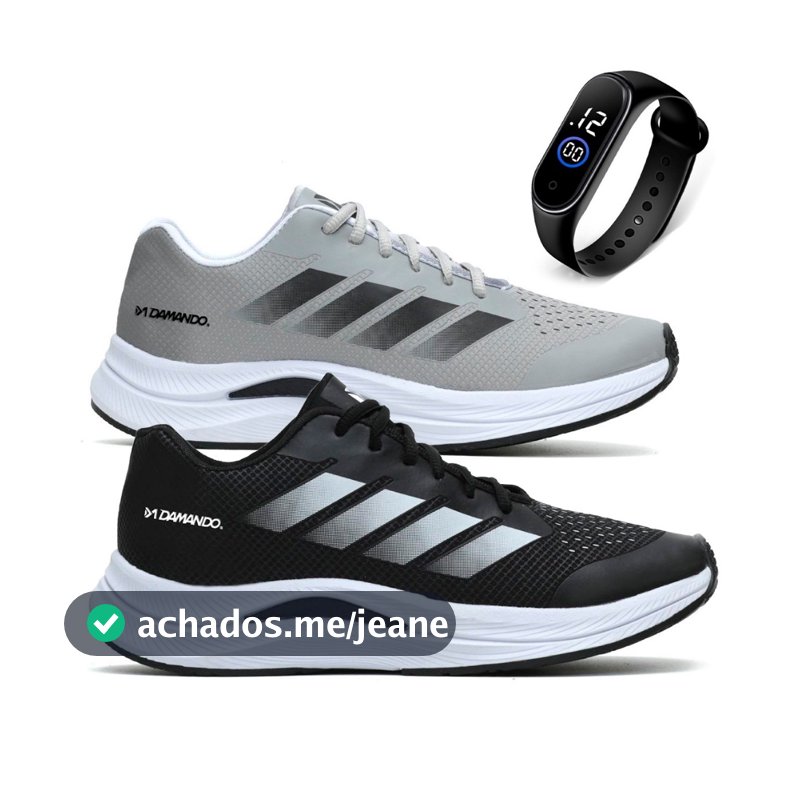 Kit Combo 2 Pares Tênis Para Treino Academia + Relógio