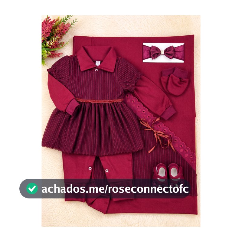 Saída de Maternidade Feminina de Luxo Listrada Marsala Kit Completo
