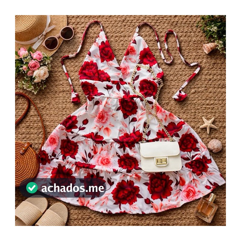 vestido feminino três Marias, vestido rodadinho estampa  exclusiva, com decote, amarração ajustável, godê ,curtinho.