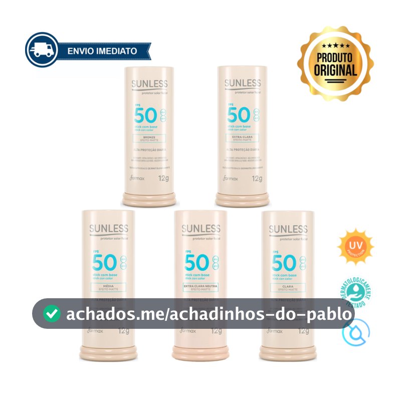 Protetor Solar Facial com Base em Bastão FPS 50 Efeito Matte Sunless Stick Envio Imediato