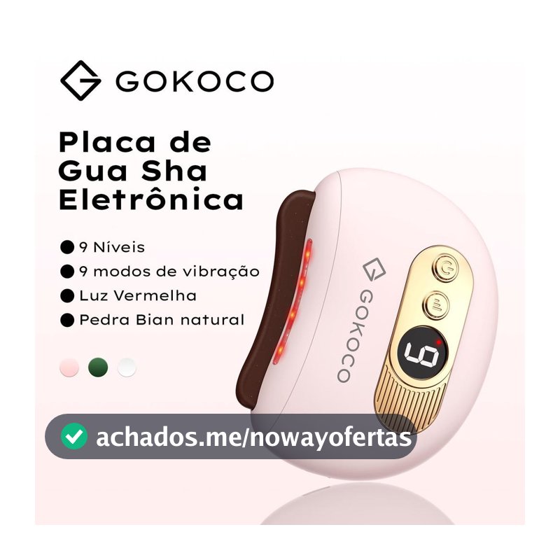 GOKOCO Massageador Elétrico Gua Sha Facial e Corporal Pedra Bian com Luz Vermelha, Aquecimento e Vibração 9 Níveis