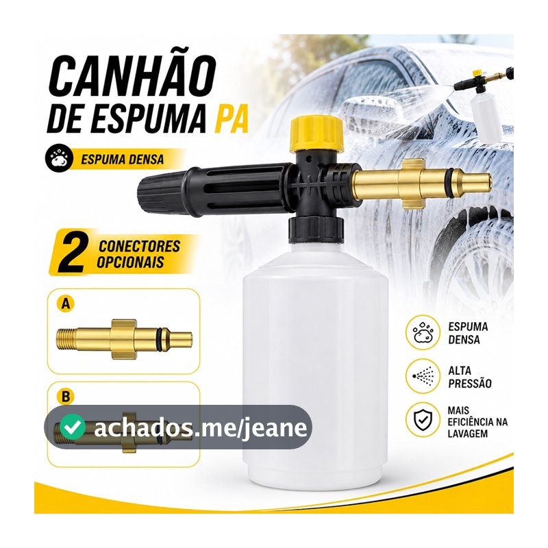 Canhão de Espuma Snow Foam para Lavadora Alta Pressão WAP ECOFÍ Lavor Vonder Carro Moto Vários Modelos