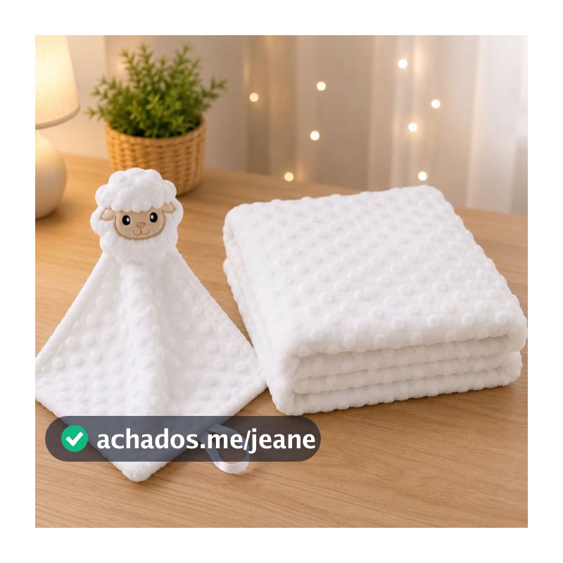 Kit Manta com Naninha Cobertor de Bebê Pipoquinha Infantil Mantinha Inverno Premium 02 Peças