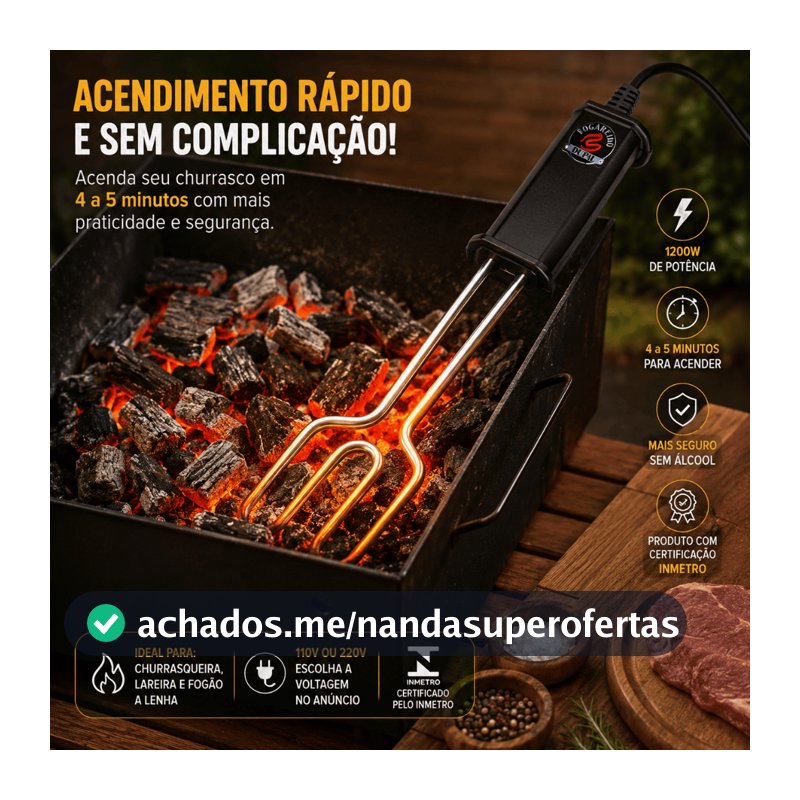 Acendedor de Churrasqueira Elétrico Portátil