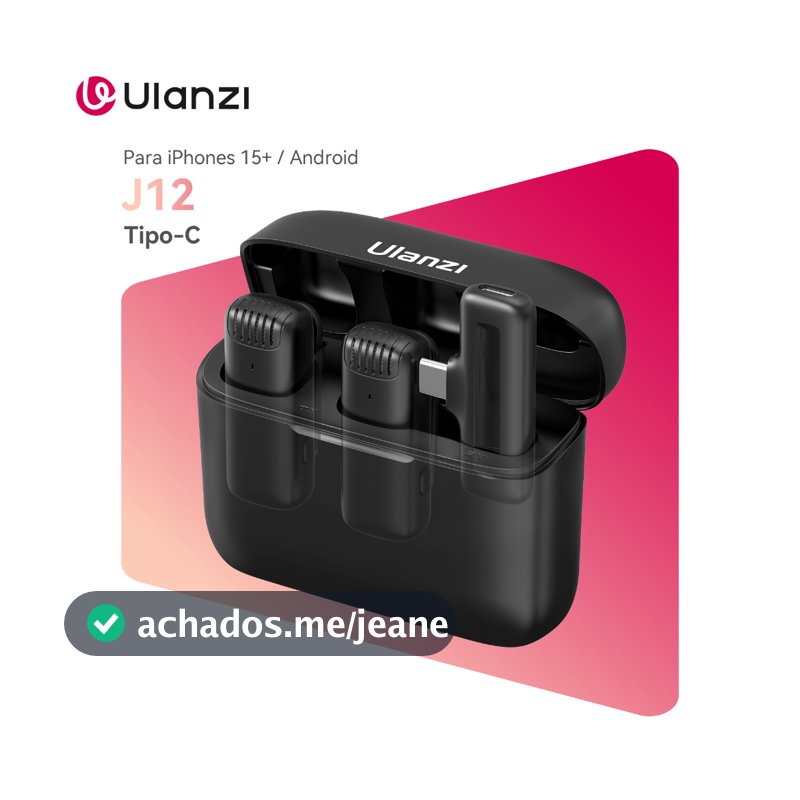 ULANZI J12 Microfone De Lapela Wireless Type-C/Lightning Com Case De Carregamento Para Vídeo e Vlog