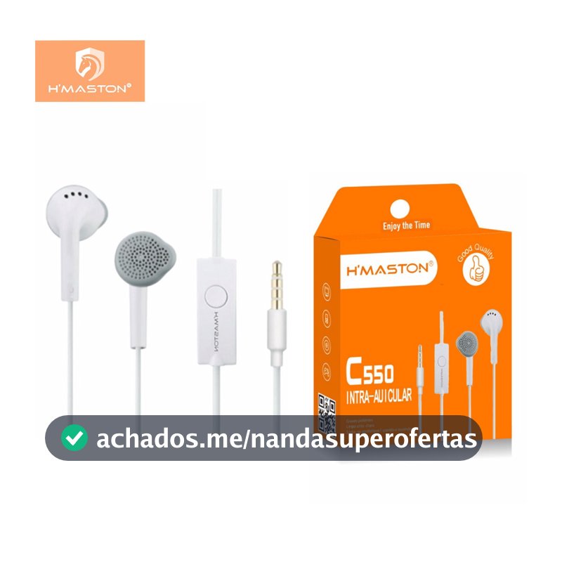 H'maston C550 Fone De Ouvido Com Fio e Microfone Fone de ouvido para celular entrada de 3.5mm