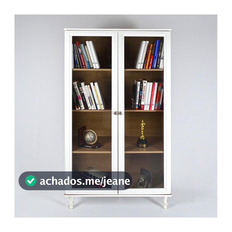 Cristaleira Estante Para Livros Ditália 2 Portas Vidro E-957