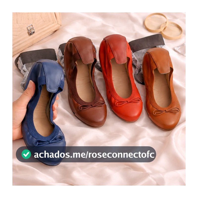 Sapatilha Feminina Bico Redondo Napa Dobrável Bag Shoes Laço Confortável Casual Antiderrapante Moda