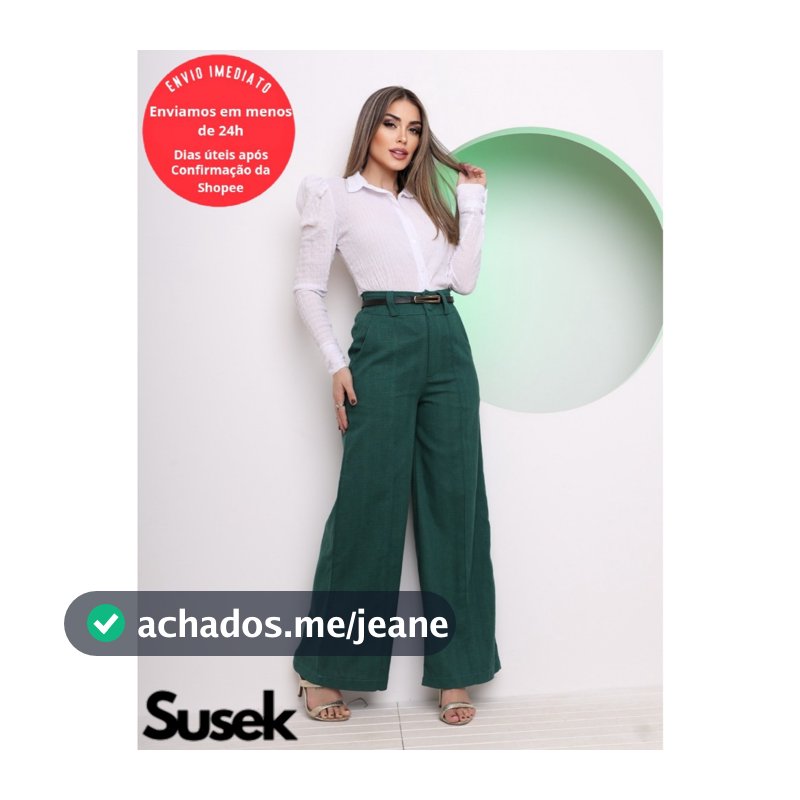 Calça Feminina Pantalona Wide Leg Linho com Botão Tendencia 2024 L8406