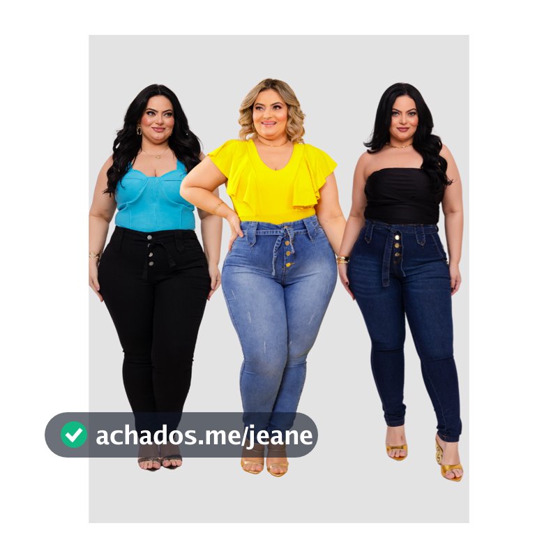 Kit Calça Jeans Feminina Plus Size Cintura Alta Com Elastano Levanta Bumbum