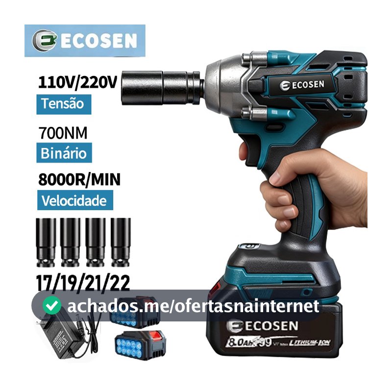 Chave De Impacto Parafusadeira Reforçada Portátil 1/2" 21v  Carregador Bivolt