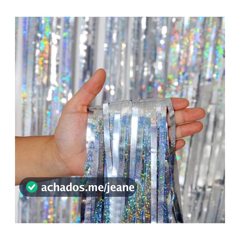 Cortina Metalizada Holográfico 2x1m P/ Decoração De Festa 1/2/4un