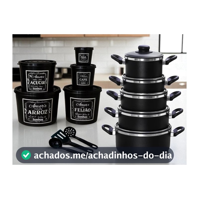 JOGO DE PANELAS Completo com POTE DE MANTIMENTOS para Cozinha