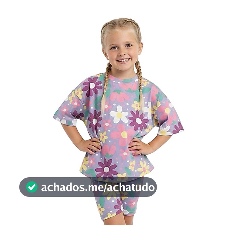 Conjunto Infantil Menina – Camiseta Oversized e Bermuda Biker | Estampados e Cores Lisas (Tam. 2-12)