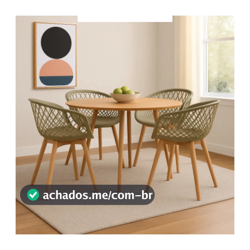Kit 4 Cadeiras de Jantar Tiffany Web Empório Base Wood