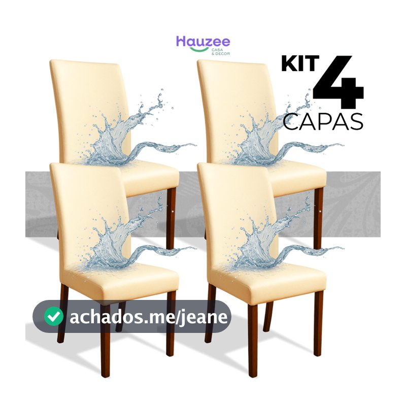 Kit 4 Capas de Cadeira em Corino 100% Impermeável Encaixe Perfeito