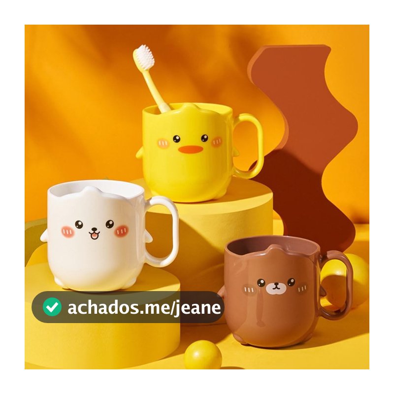 Copo Caneca Divertida de Bichinhos em Plástico com Estampas Fofas