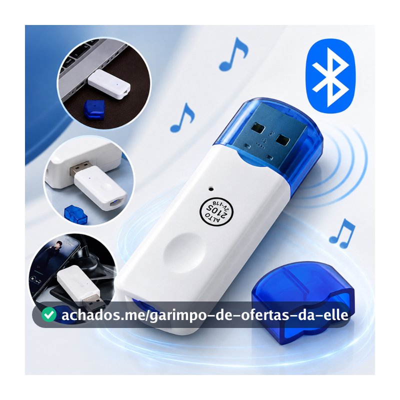 Adaptador Bluetooth USB Para Carro Áudio Limpo Sem Interferências