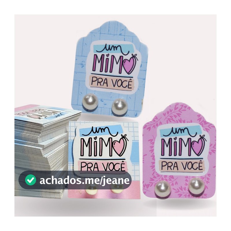 30 pares de Brinco perola com Tag personalizado Mimo Cliente