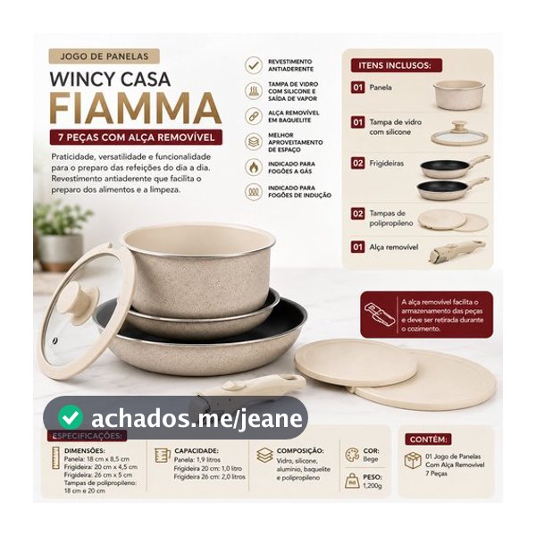 Conjunto Panelas Inox Antiaderente 7 Pecas Alcas Removiveis Design Moderno Cozinha