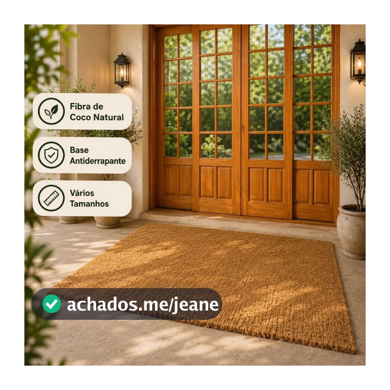 Tapete Capacho Fibra De Coco Natural Base Antiderrapante Porta Entrada