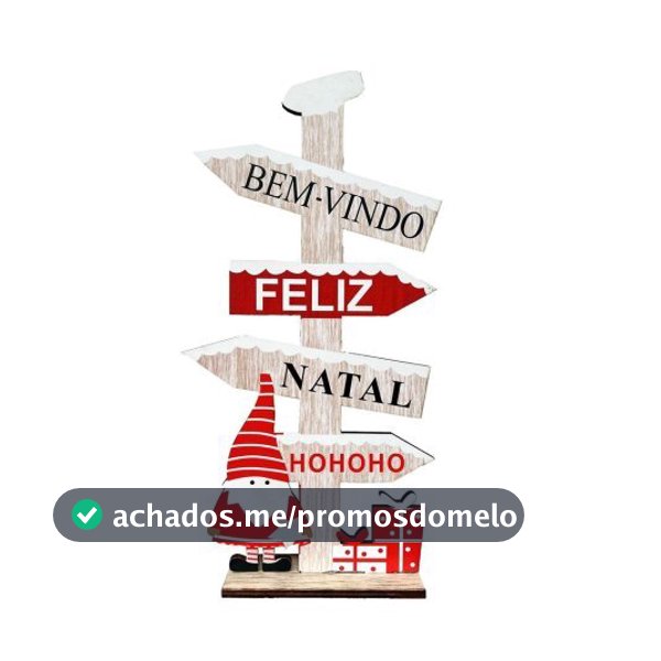 Enfeite De Mesa Madeira Placa Direções Natal 16cm