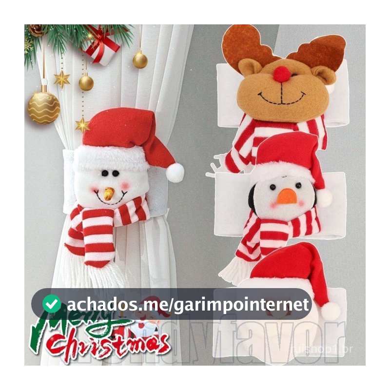 1 Par De Amarração De Cortina De Natal-Fivela Tecido Não-Boneca De Alce Pinguim De Papai Noel-Enfeite De Suspensão Janel