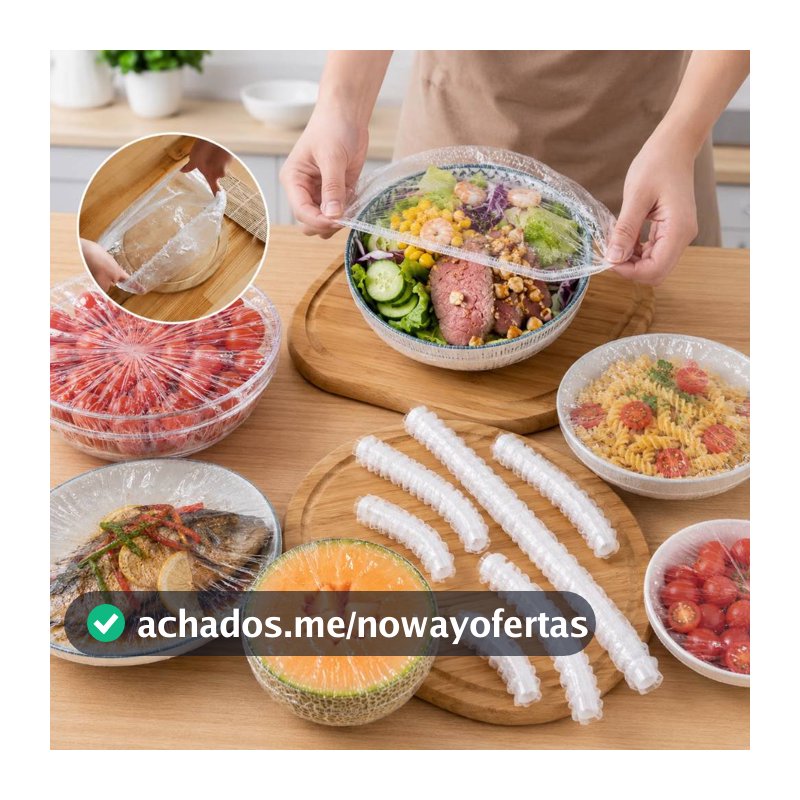 KIT De 100 á 300 Tampas De Plástico Descartável Para Alimento Com 100 Ate 300 Unidades