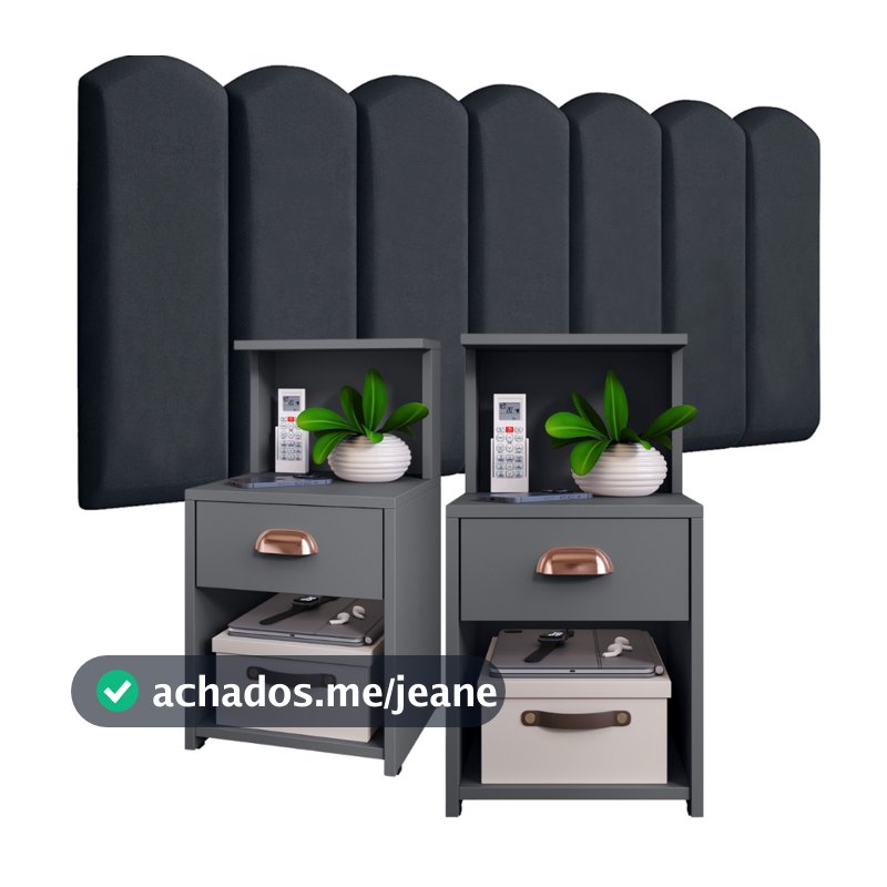 Conjunto de Cabeceiras em Módulos NÚVEM com 1 kit Mesa de Cabeceira CLÉO com 1 Gaveta e Prateleira - Cores