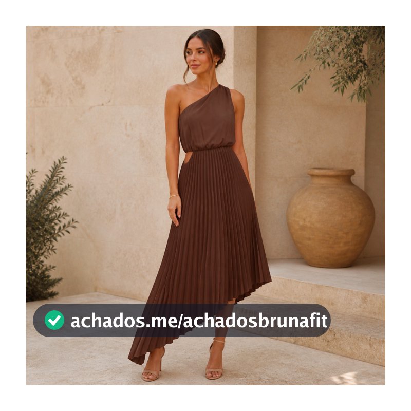 Vestido Feminino Plissado Longo Assimétrico Elegante Festa Verão Casual Chic Moda ref 251032