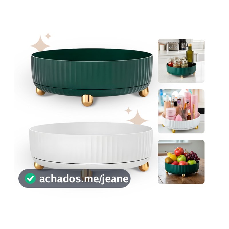 Organizador Giratório 360 Bandeja Cozinha Multiuso Rotativo para Maquiagem Cosméticos Temperos e Armazenamento