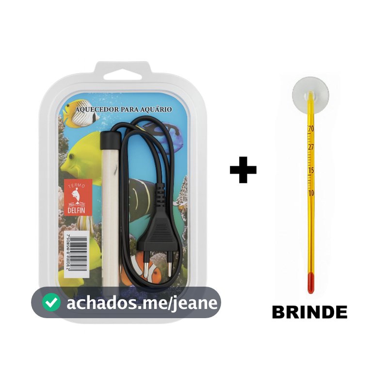 AQUECEDOR DELFIN 2,5W ATÉ 10W COM TERMOMETRO DE VIDRO AQUATANK PARA AQUARIOS ATÉ 10 LITROS