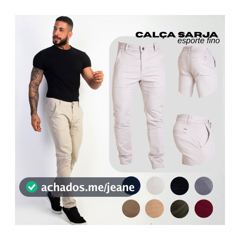 Calça Alfaiataria Masculina Slim Sarja com Elastano Lycra