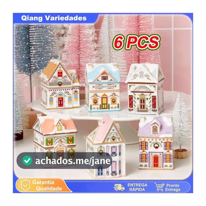 Conjunto Natalino Village Casa De Temperos 6 Peças Mini