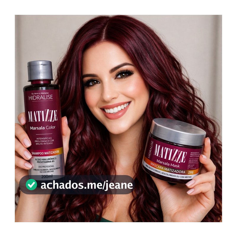 Kit Matizador Marsala Profissional Shampoo + Máscara Intensifica Cor Brilho Salão Cabelo Desbotado
