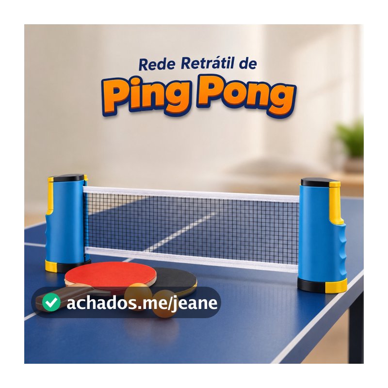 Kit Ping Pong Profissional Com 1 Rede Retrátil 2 Raquetes e 3 Bolas Tênis de Mesa Portátil Adaptável