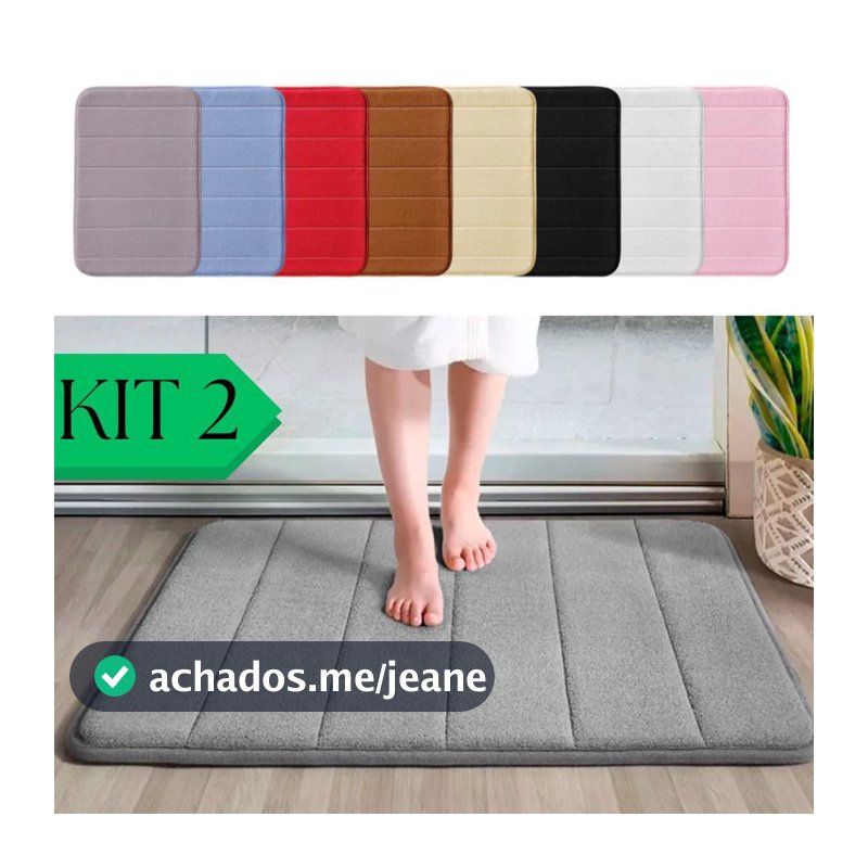 Kit 2 Tapete De Banheiro Secagem Rápida Soft Macio Sala e Quarto com 40cm x 60cm